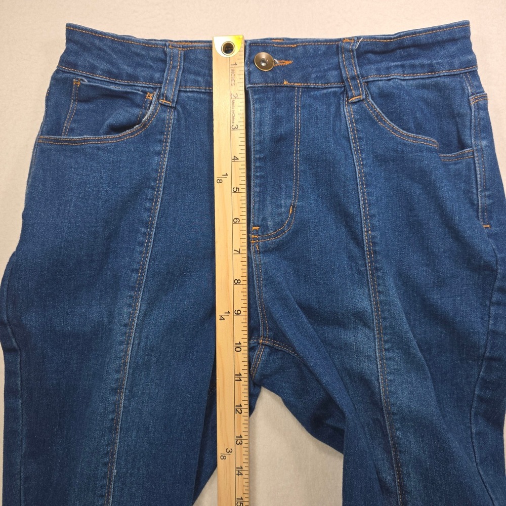 Chelsea & Violet Floral Embroidered Flare Jeans Medium Wash Boho Bell Bottoms 26 - Picture 7 of 16